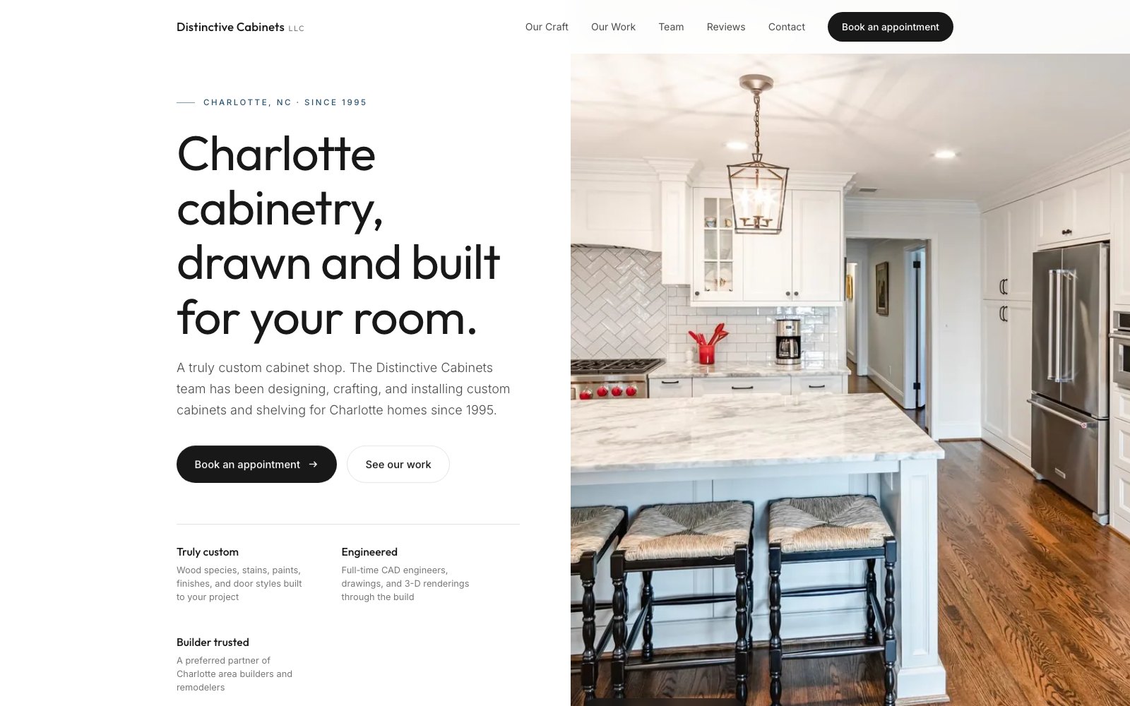 The new Distinctive Cabinets homepage concept
