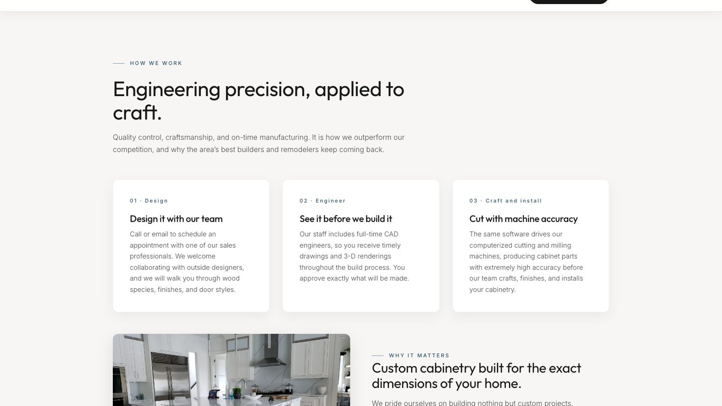 The how-we-work section of the new homepage