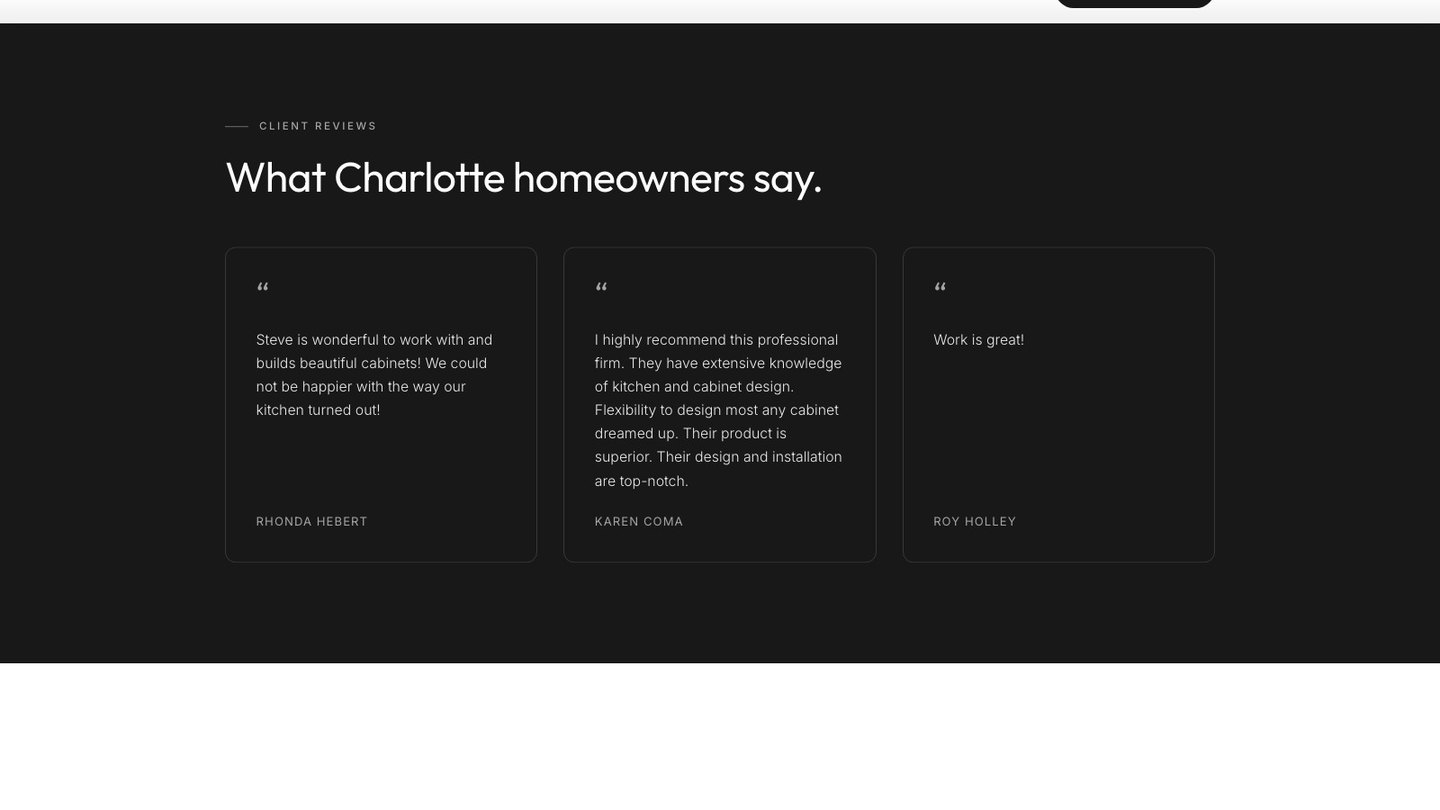 The reviews section of the new homepage