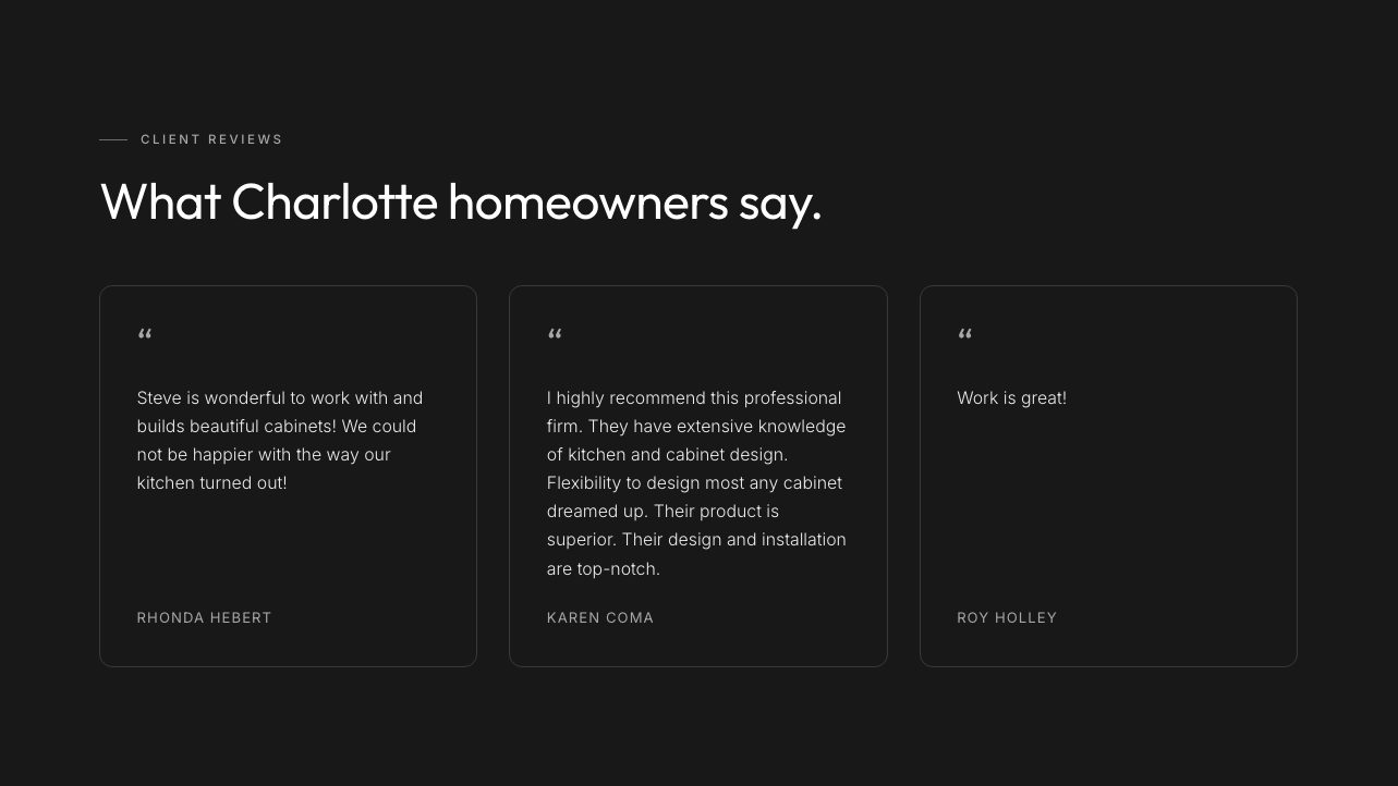 The reviews section of the new homepage